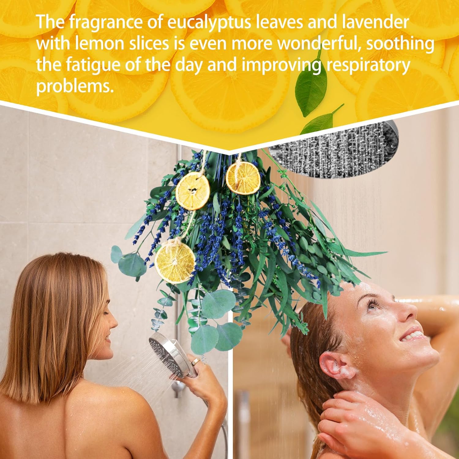 5 Kinds Mix Dried Eucalyptus & Lavender Flowers Bundle for Shower , 15''-17''Natural Real Fresh Preserved Eucalyptus Leaves and Lemon Hanging Plants, Home Bathroom Decor, Fragrance