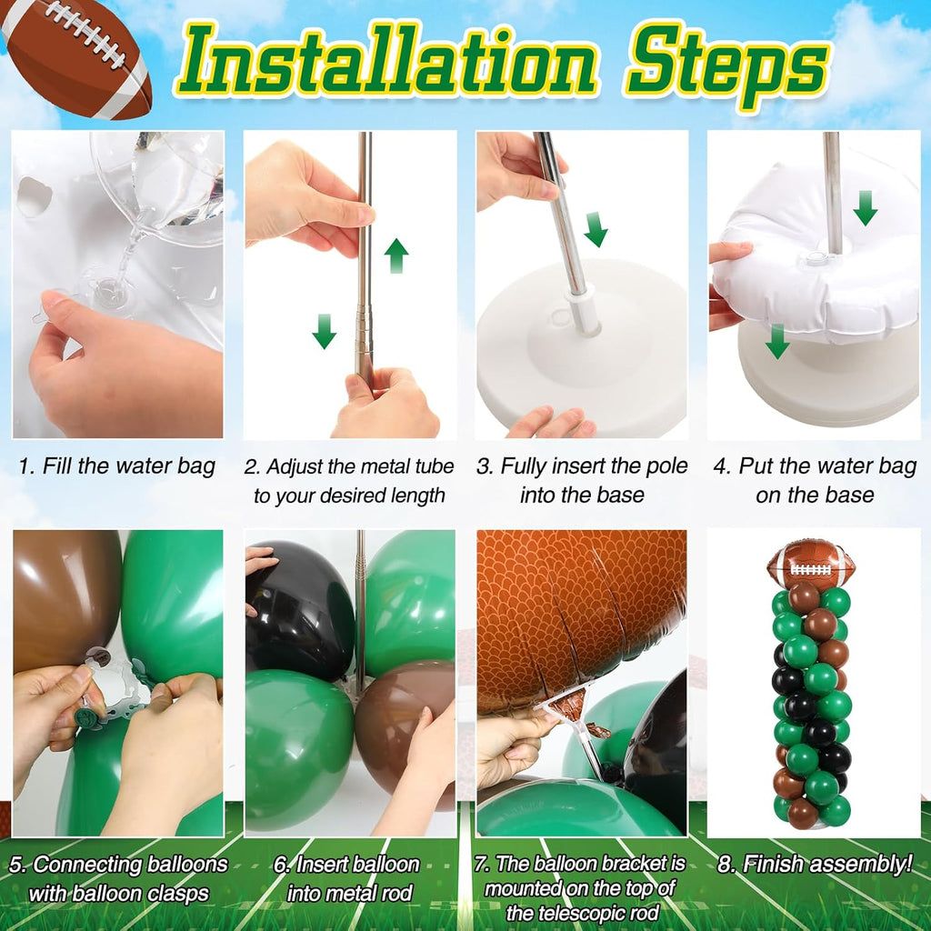 yalikop 2 sets football party balloon column stand, side view