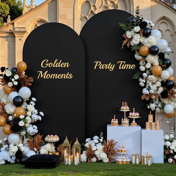 Red Black Arch Backdrop Cover for Wedding, Set of 2 Stretchy Spandex Fitted Arch Stand Cover for Baby Shower, Birthday Party Decor, Chiara Backdrop Cover with Double-Sided Design(7.2FT 6FT)