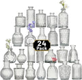 Glass Bud Vase Set of 24 Pcs Small Minimalist Vases for Flowers, Vintage Rustic Home Decor for Table Centerpiece Wedding Party, Modern Clear Aromatherapy Bottle for Living Room Bedroom