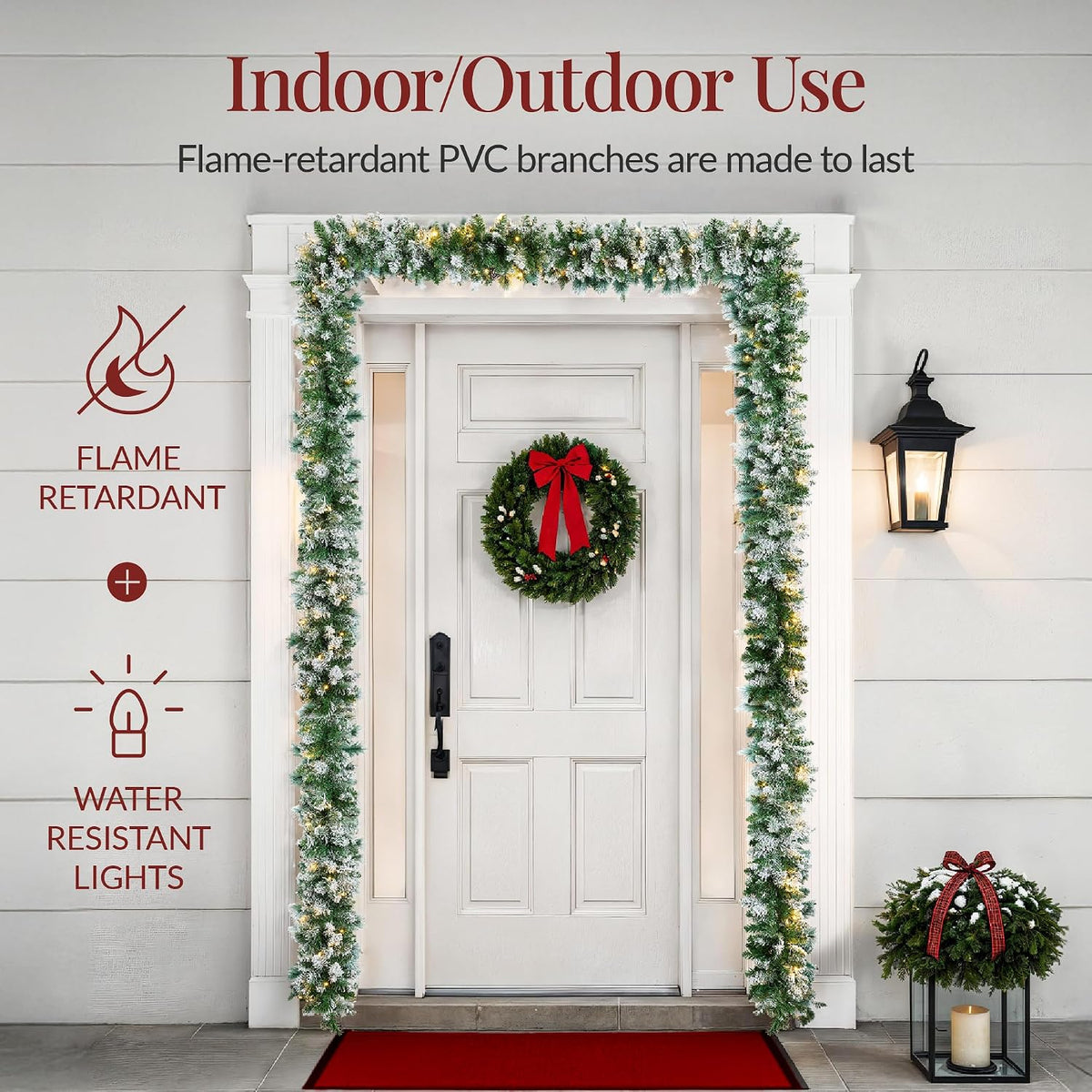best choice products 9ft pre-lit christmas garland holiday on a desk or shelf