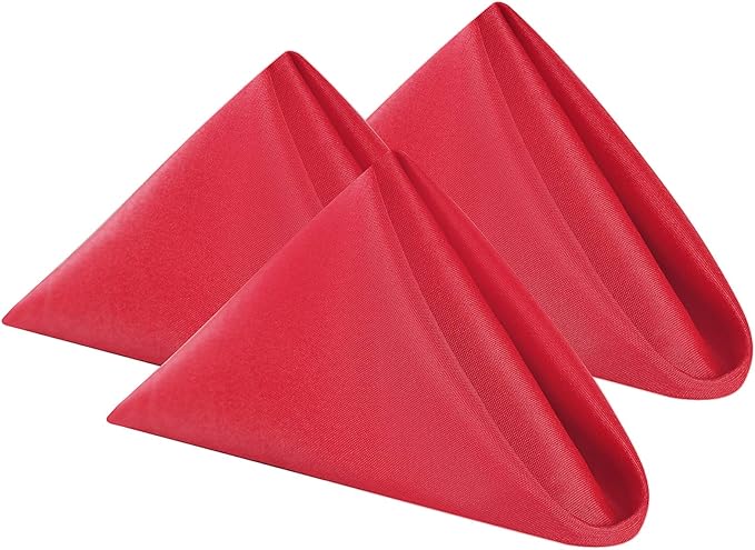 Cloth Napkins 17x17 inch Washable Polyester Dinner Napkins Soft Table Napkins for Wedding Party Dining Banquet(Red,25PCS)