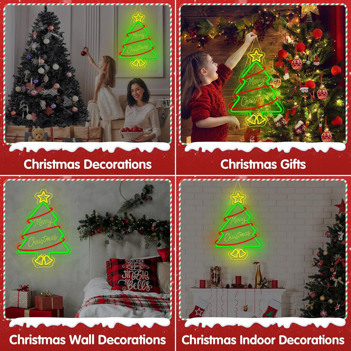 Christmas Tree Neon Signs, 16.9" x 12.1" Acrylic LED Neon Sign for ...