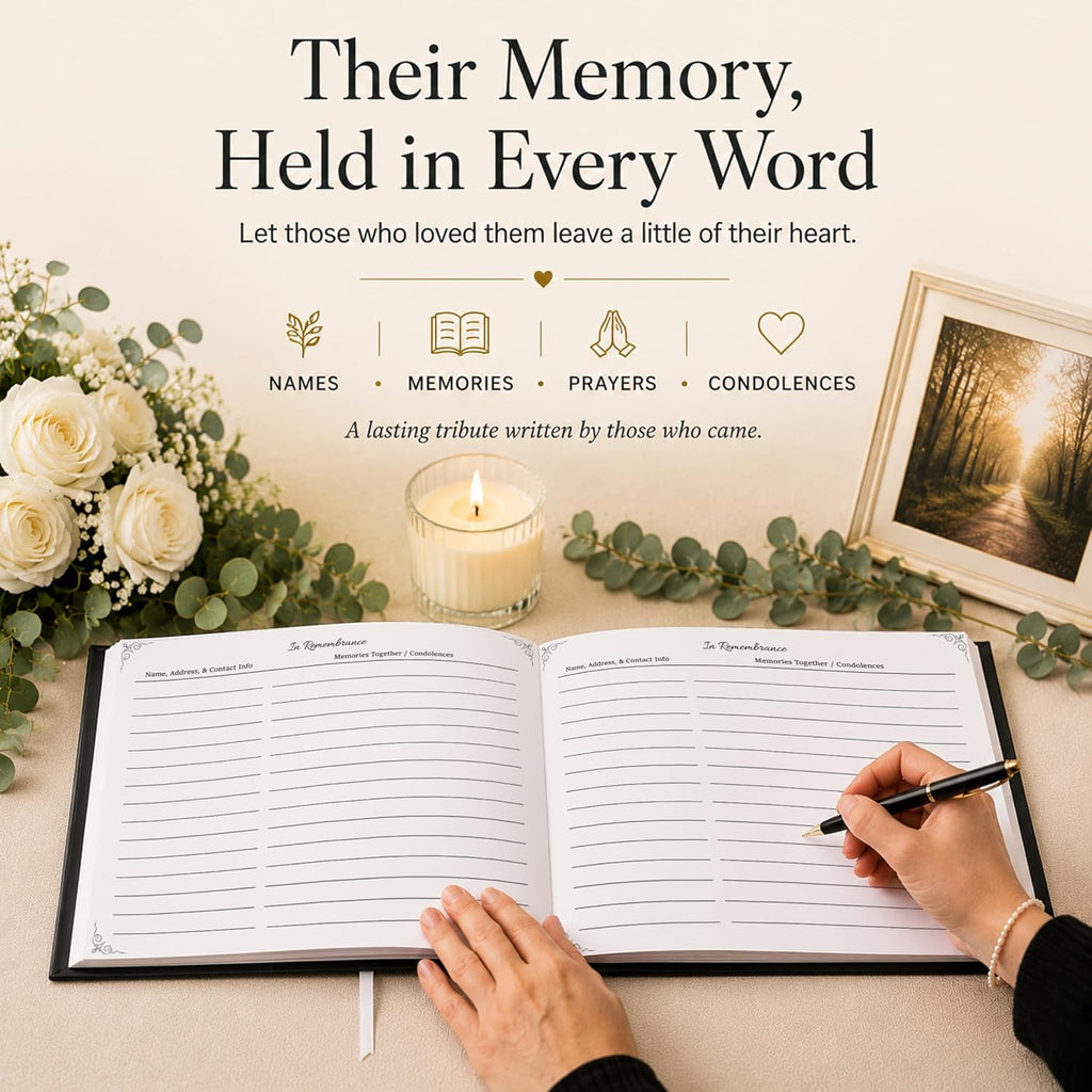 Funeral Guest Book for Memorial Service | Celebration of Life Sign-In Book to Honor and Remember Loved Ones – Elegant Memory Keepsake for Guests to Share Condolences