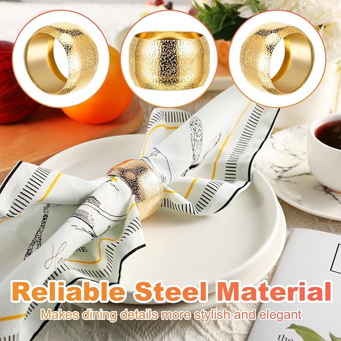 Lallisa Gold Napkin Rings Metal Napkin Ring Holders for Cloth Table Decorations for Wedding Anniversary Birthday Dinners Party of Table Setting(48 Pcs,Classic)