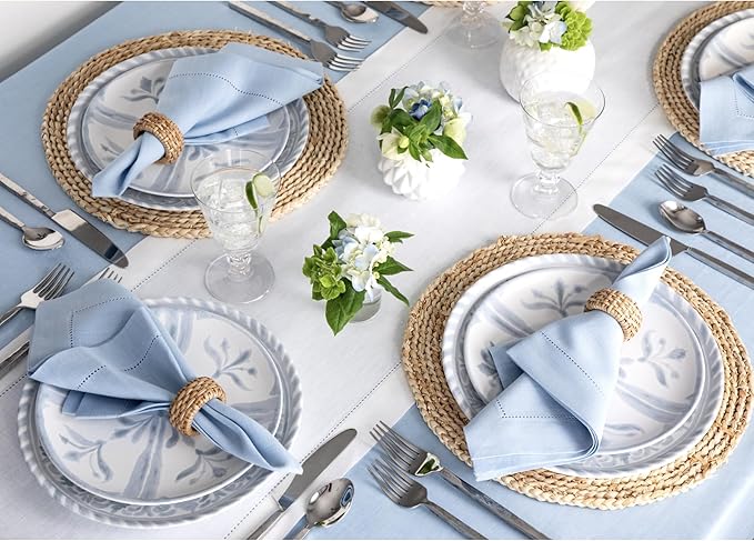 Solino Home Linen Table Runner 90 Inches Long - Classic Hemstitch 100% Pure Linen White Dining Table Runner 14 x 90 Inch for Fall, Autumn, Halloween, Thanksgiving, Holiday
