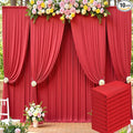 50ft x 15ft Red Wrinkle Free Backdrop Curtains for Parties,Silky Polyester Fabric Wedding Ceiling Drapes, 10 Panels 15ft Photo Back Drop Drapes for Baby Shower Photography Stage Background Cloth