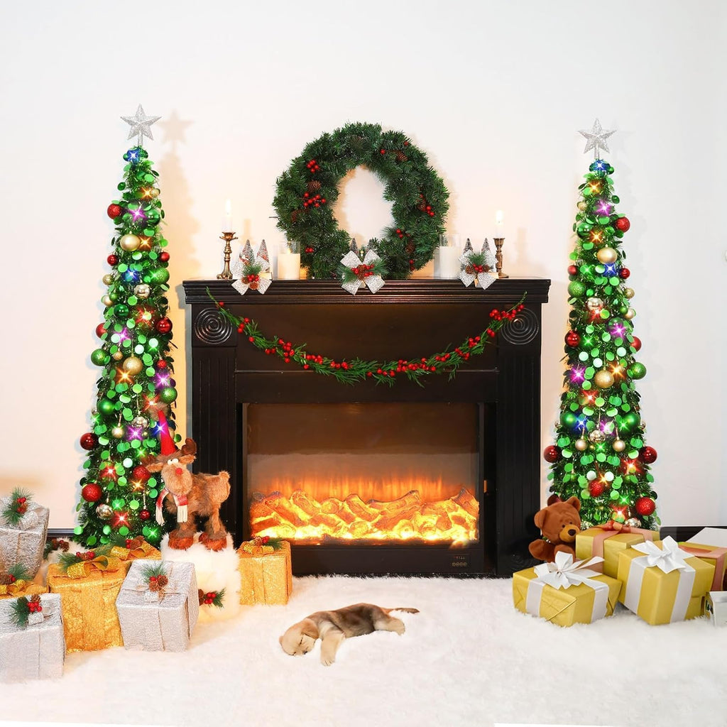 n&t nieting pop up christmas tree with lights, side view