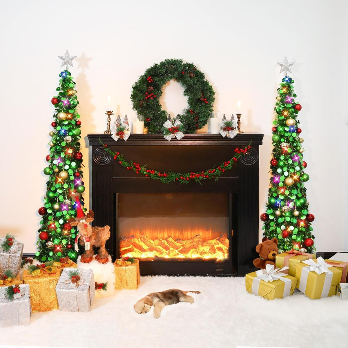 n&t nieting pop up christmas tree with lights, side view