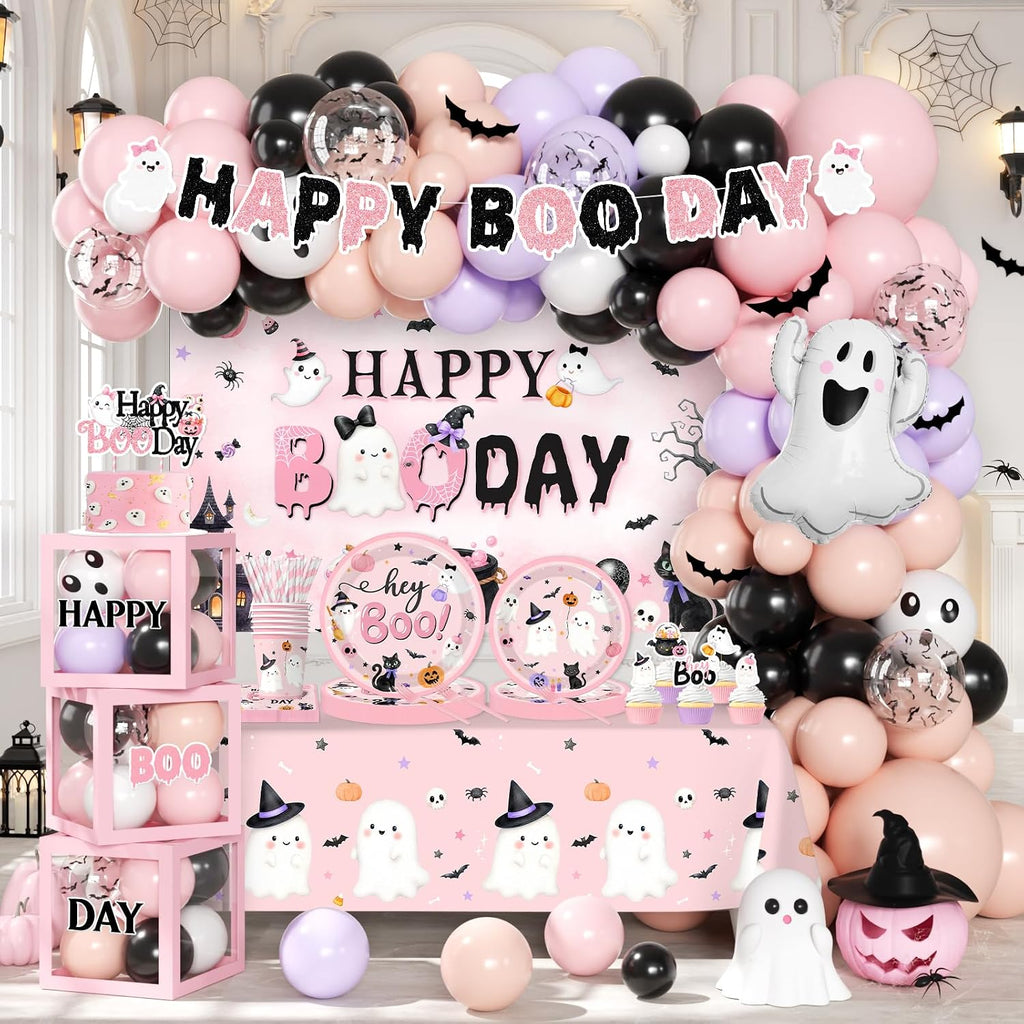 pink halloween party decorations kit halloween happy boo, main product view