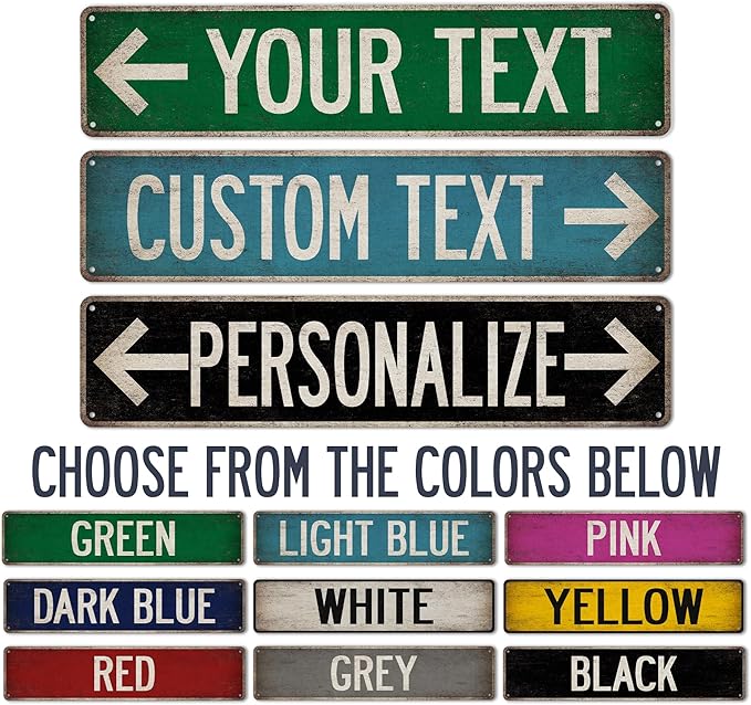 Custom Vintage Street Sign Personalized Directional Signs - Made In USA - Custom Text Personalized Gifts For Men Novelty Street Signs 104180012001