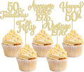 30Pcs Vintage 1976 Cupcake Toppers Glitter Fifty Happy 50th Birthday 50 Fabulous Cupcake Picks Cheers to 50 Years for 50th Birthday Wedding Anniversary Party Cake Decorations Supplies Gold