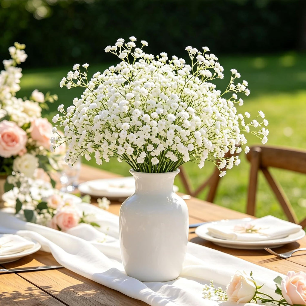 Yastouay Babys Breath Artificial Flowers, 6Pcs Fake White Babys Breath Flowers Artificial Bulk, Real Touch Faux Babies Breath Gypsophila Bouquet for Wedding Floral Arrangement Party Decor