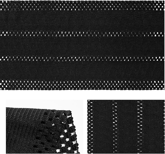 Artoid Mode Black Farmhouse Woven Rustic Hollow Table Runner, Seasonal Holiday Hollow Kitchen Dining Table Decoration for Home Party Decor 12x48 Inch