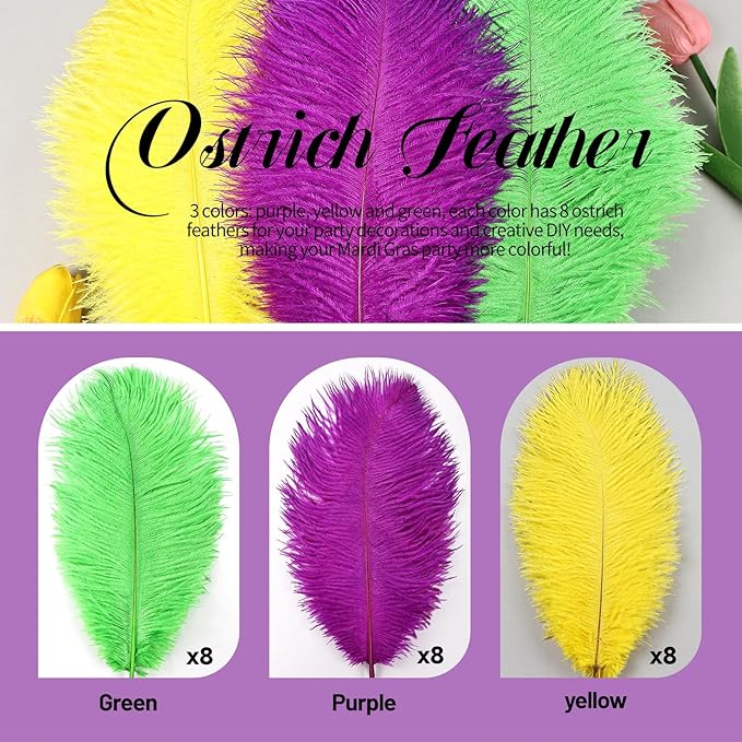 THARAHT Mix Colour Ostrich Feathers 24pcs Natural Bulk 10-12Inch 25cm-30cm for Wedding Party Centerpieces Easter Gatsbi and Home Decoration Feathers