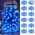 btfarm 12 Pack Fairy Lights Battery Operated, 7FT 20 LED Mini String Lights Waterproof Silver Wire for Mason Jars Centerpiece Table Crafts Bedroom Christmas Decoration, Blue