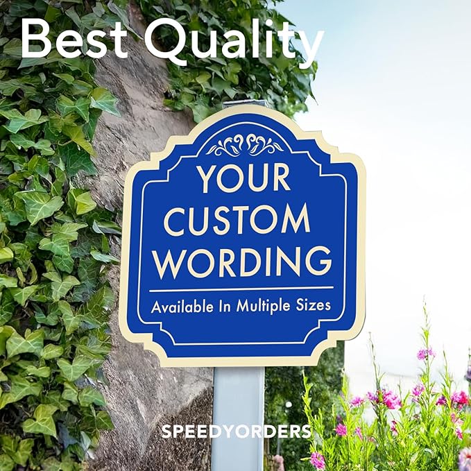 Stylish Blue Aluminum Metal Signs, 24x24, Personalized Driveway Sign Customization, USA Made