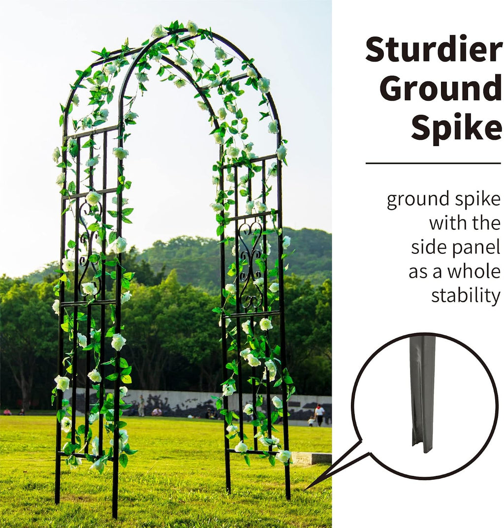 metal garden archway, 100"h x 45"w curved arbor shown in use