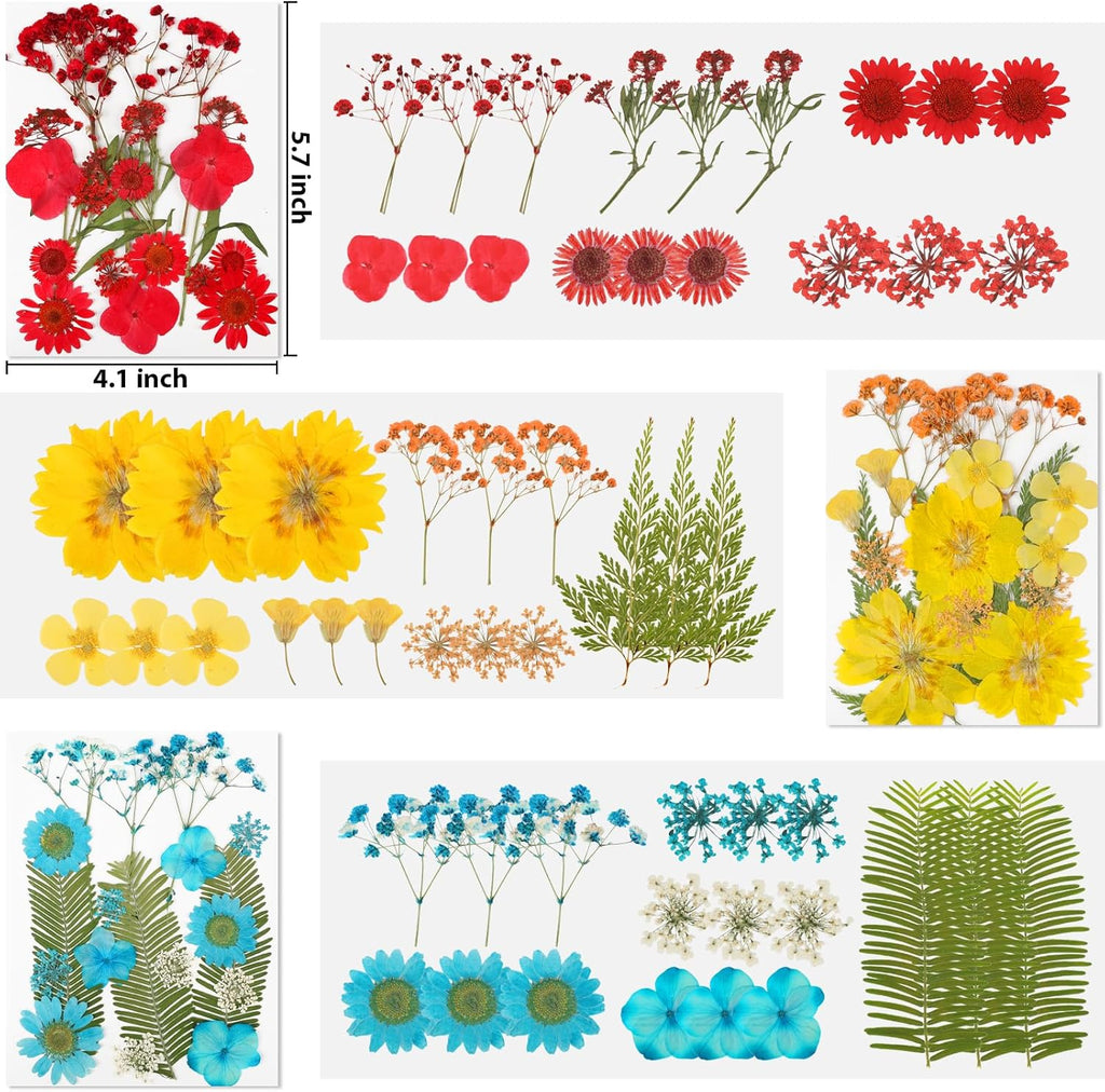NESCCI Dried Pressed Flowers for Resin, 103pcs Real Nature Dried Flowers for Crafts Bulk Dry Flowers Leaves Kit Used for Resin Molds Scrapbooking DIY Art Crafts Candle Soap Making Nails Décor