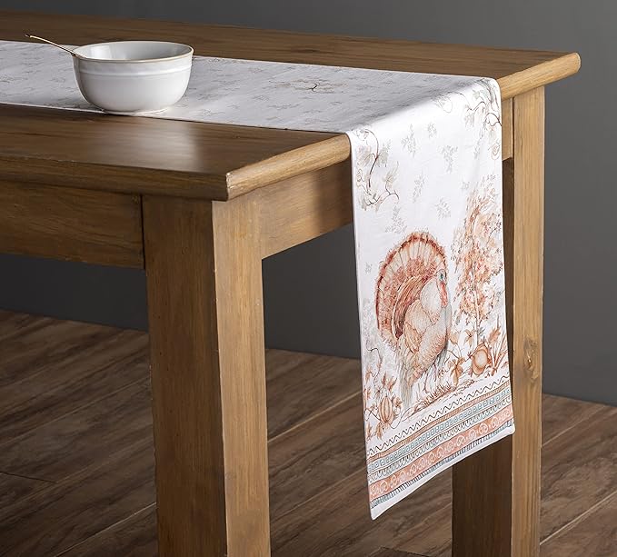 Maison d' Hermine Table Runner 100% Cotton Double Layer Table Runners 108 inches Long for Thanksgiving Christmas Decorations Home Kitchen Dining Party Wedding (Giving Thanks, 14.5" x 108")
