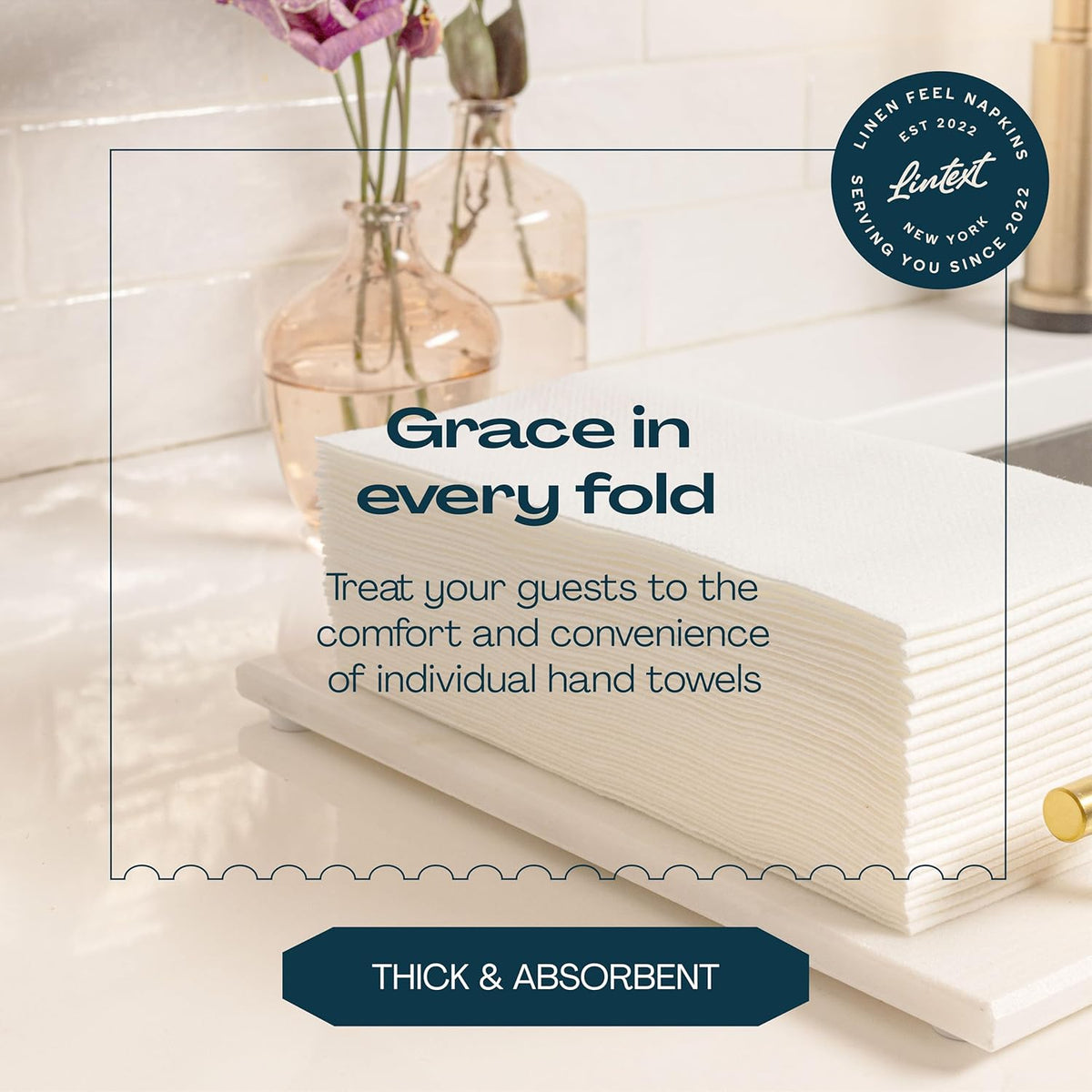 Lintext Disposable Linen-Feel Guest Towels - 12" x 17" Cloth-Like H...