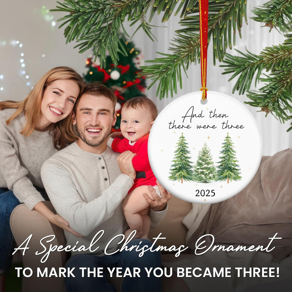 OASSIE Baby's First Christmas Ornaments 2025 - Glass Christmas Ornaments 2025 for Tree Decorations - Gifts for New Mom Dad Parents Couples, Family of Three, Pregnancy Announcement for Grandparents