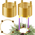 Thyle 50 Pcs Metal Christmas Advent Wreath Rings Bulk Gold Advent Wreath Candle Holder Xmas DIY Taper Candle Rings Table Candelabra Holder for Church Supply Home Table Centerpiece Festival Decoration