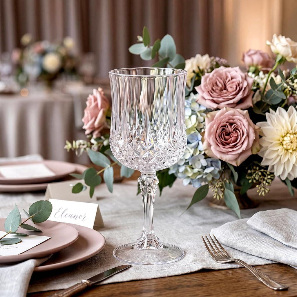 ciaell 48pcs plastic wine glasses - 7 oz shown in use