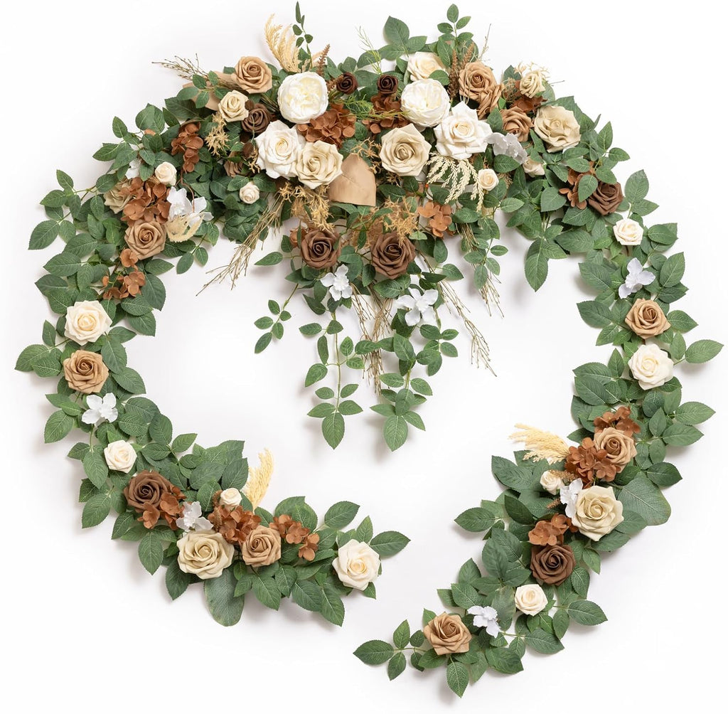 ling's moment brown artificial flower garland wedding arch, main product view