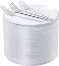 rubtlamp 100pcs plastic dessert plates 7.5inch,100pcs disposable silver, main product view