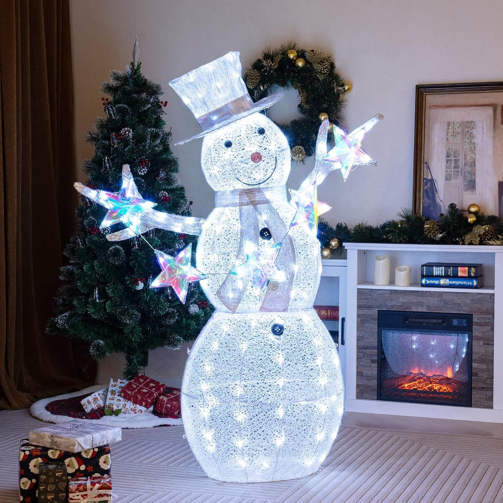 goplus 5 ft lighted snowman, christmas outdoor decoration, main product view