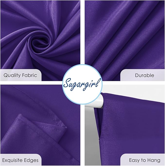 Sugargirl 10x10FT Purple Backdrop Curtains Polyester Photo Backdrop Drapes Curtains 2 Panels with Rod Pockets for Party Birthday Wedding Photography Home Decoration