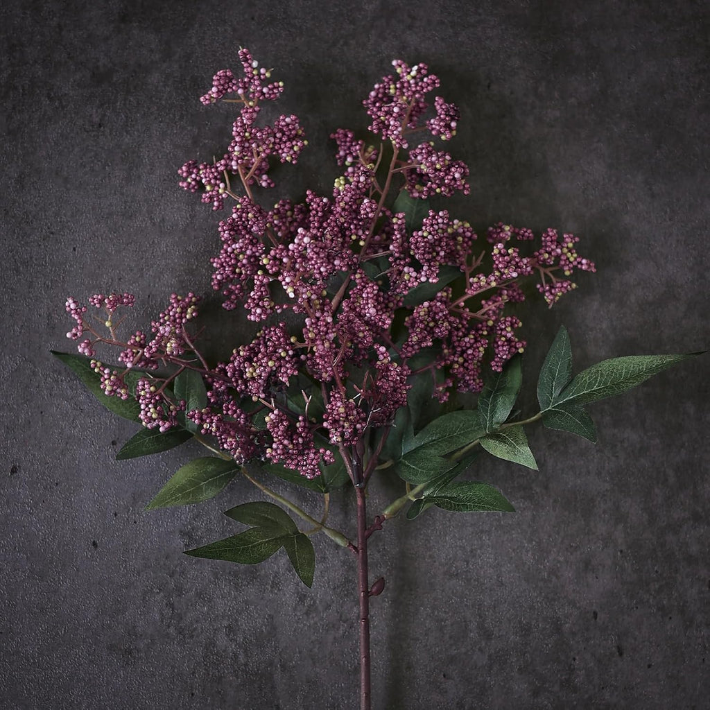 17"lifelike artificial nandina berry stems for vase decor(dusty, close-up detail