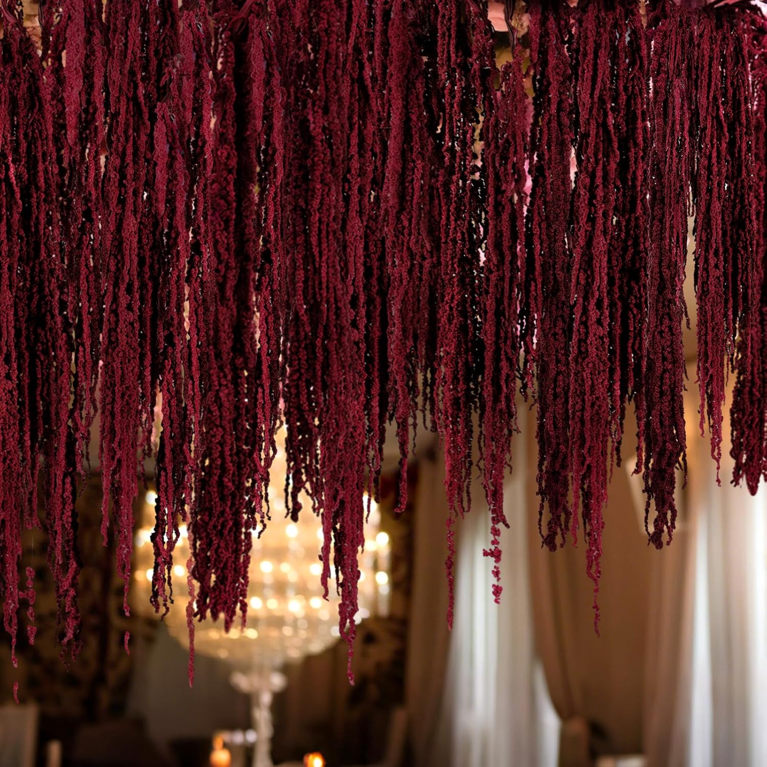 Suncalla 12 Pcs Red Spring Natural Dried Amaranthus Hanging Flowers Amaranthus Artificial Flowers for Wedding Arch Bouquet Floral Garland Wall Home Decoration (23 Inch)