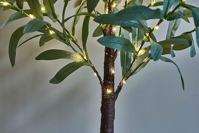 LITBLOOM Lighted Tabletop Olive Tree 18IN 50 LED Fairy Lights with Timer Battery Operated or USB Plug in Bonsai Tree for Wedding Christmas Spring Home Decoration