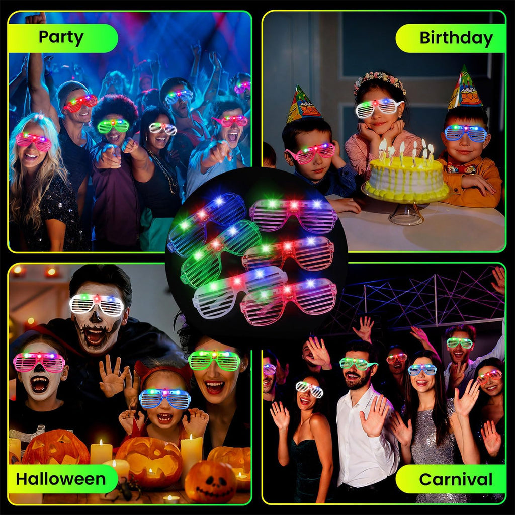 60 Pack LED Glasses ,6 Colors Light Up Glasses Glow in The Dark Party Supplies , Party Glasses for Adults , Glow Shutter Glasses for Valentines Day , New Year's Eve Decoration , Birthday