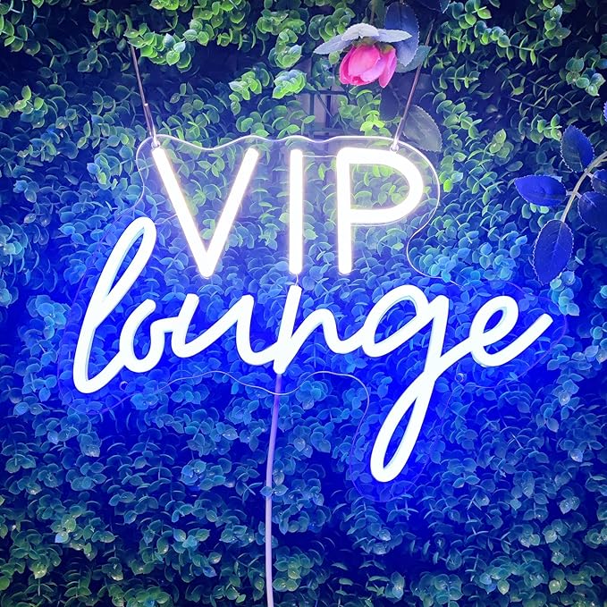 VIP Lounge Neon Sign VIP Light up Signs for Wall Decor, LED Lounge Sign LED Word Light Sign for Bar Hotel Cafe VIP Room Home Decoration, 13.3" x 9.8"