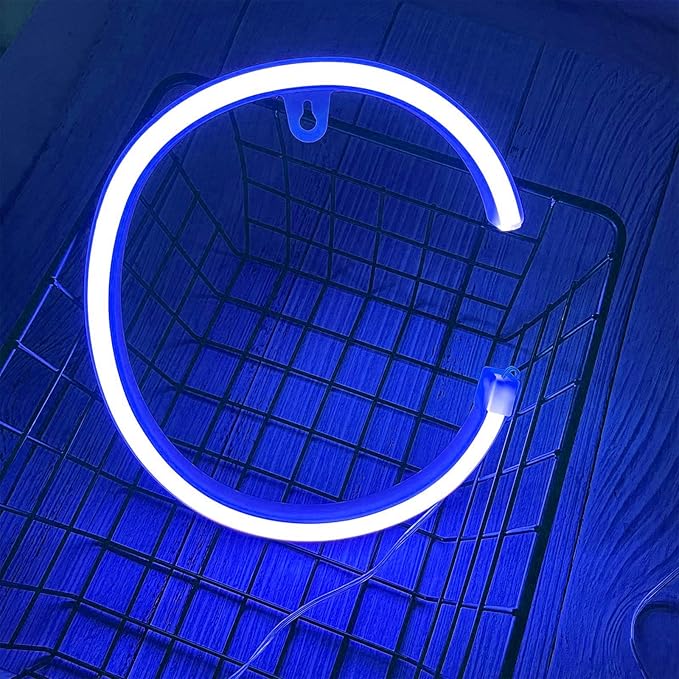 LED Blue Neon Letter Signs Night Light Battery or USB Operated LED Marquee Letters Neon Art Decorative Lights Wall Decor for Children Baby Room Christmas Wedding Party Decoration(C)