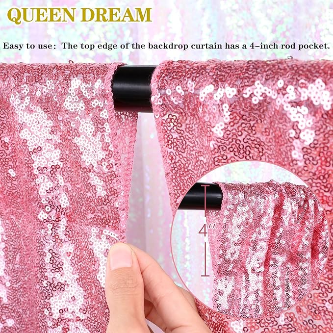 Backdrop Curtain Drapes 4 Pieces 2FTx8FT Blush Pink Wedding Backdrop for Bridal Shower Brithday Party Decor
