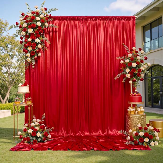 20x10 ft Wrinkle Free Red Sequin Backdrop Curtain for Parties-Thick Not Fall-Off Glitter Backdrop Drapes-2 Panels 5x10ft Shimmer Photo Back Drop Cloth for Wedding Birthday Photography Background