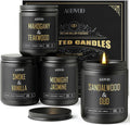 AOOVOO Scented Candles for Men - 4 Pack Candles for Home Scented, 36oz Soy Wax, 200 Hour Burn Time, Men Candle Set, Sandalwood Oud/Mahogany Teakwood/Smoke Vanilla/Jasmine Candle Set A