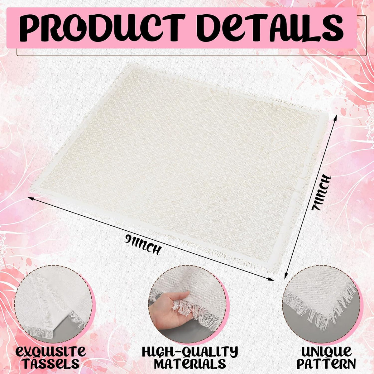 14 Pack Extra Large Pink Picnic Blanket Kit 91x71'' Outdoor Boho Pink...