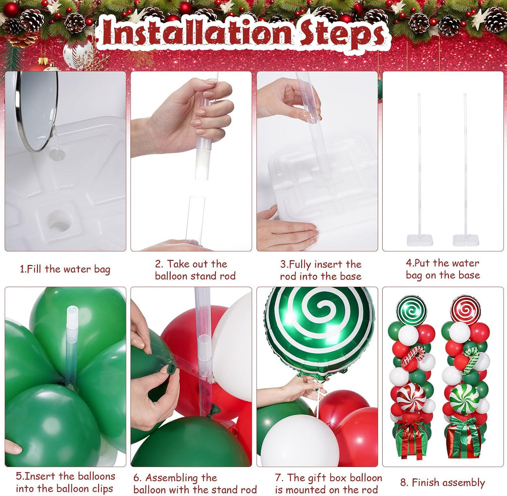 realspring 132 pcs christmas balloon column stand kit shown in use