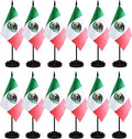 12 Pack Mexico Desk Flags Set, Mexican Small Mini Table Office Flags with 12" Solid Black Pole, 8.2 x 5.5 Inches, Home and Office Decoration, Festival Celebrations