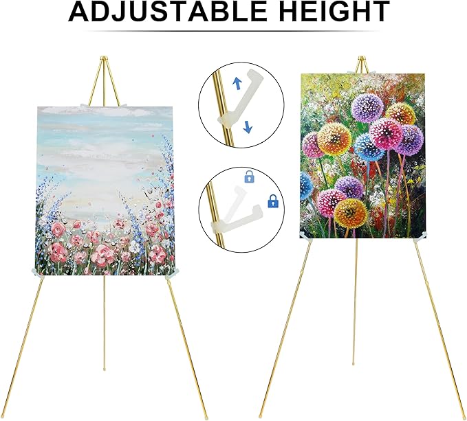 Easel Stand for Sign 63'' Art Easels for Display Wedding Welcome Poster Stand Portable Floor Metal Easel Gold
