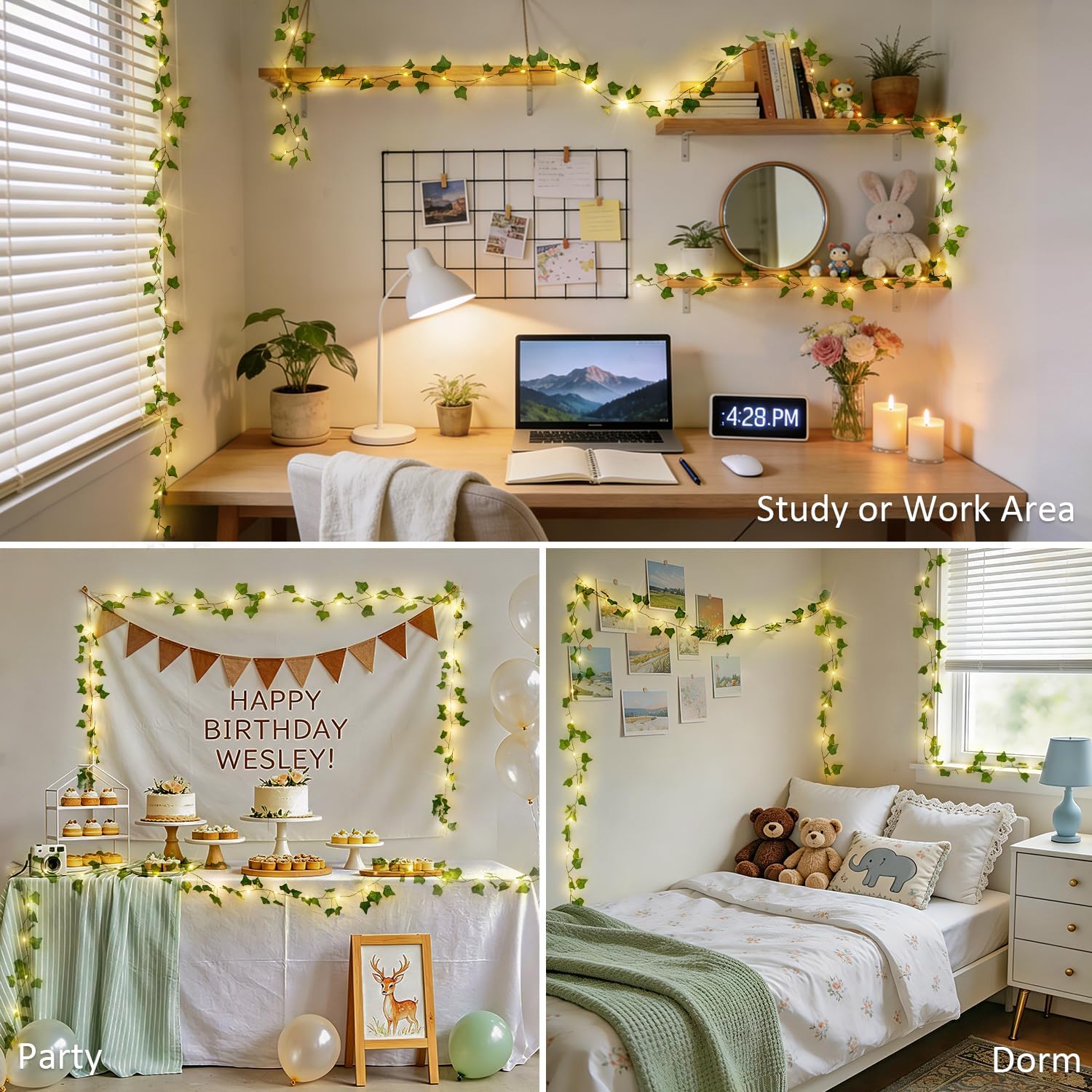 JMEXSUSS 100 LED Vines with Fairy Lights USB/Battery Operated, 33 FT Ivy Vine Lights with Remote, Fake Leaf String Lights for Bedroom Classroom Wall Dorm Garden Wedding Decor (Warm White)