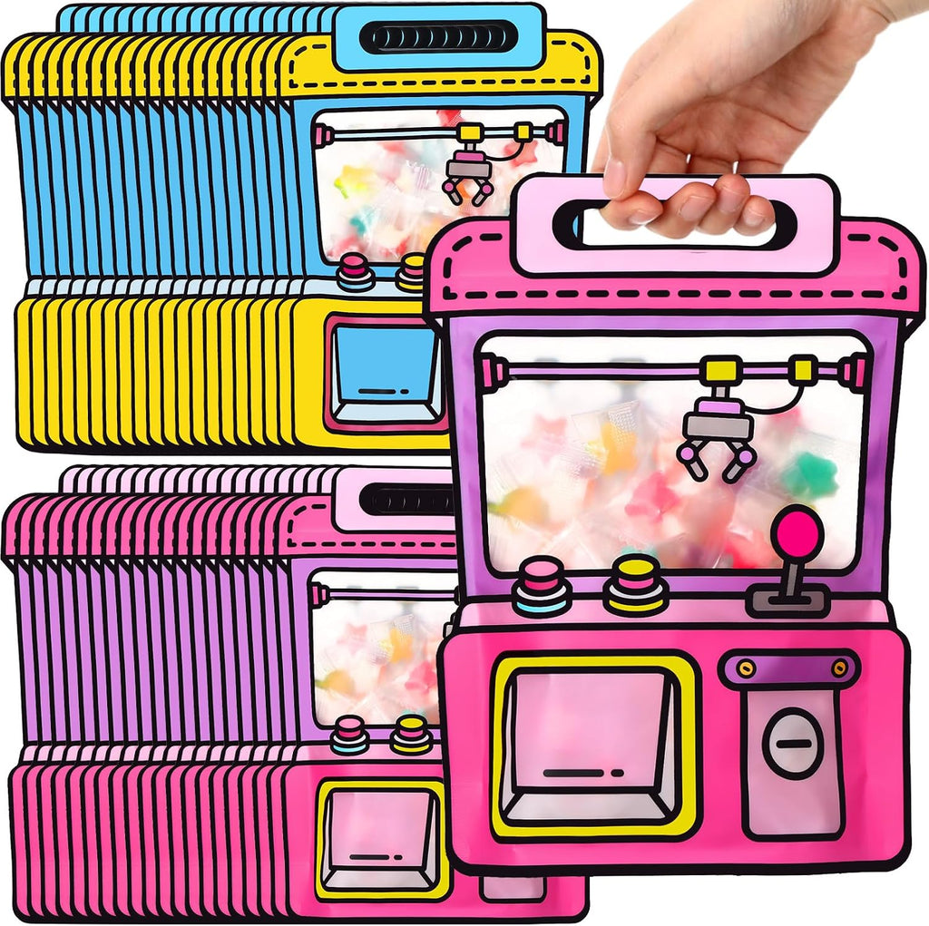 40 Pcs Goodie Bags Stuffers for Kids Birthday Goodie Bags Cartoon Snack Candy Treat Party Favor Plastic Gift Handbags Bulk with Handle for Back to School Supplies(7.2 x 8.4 Inch,Game Style)