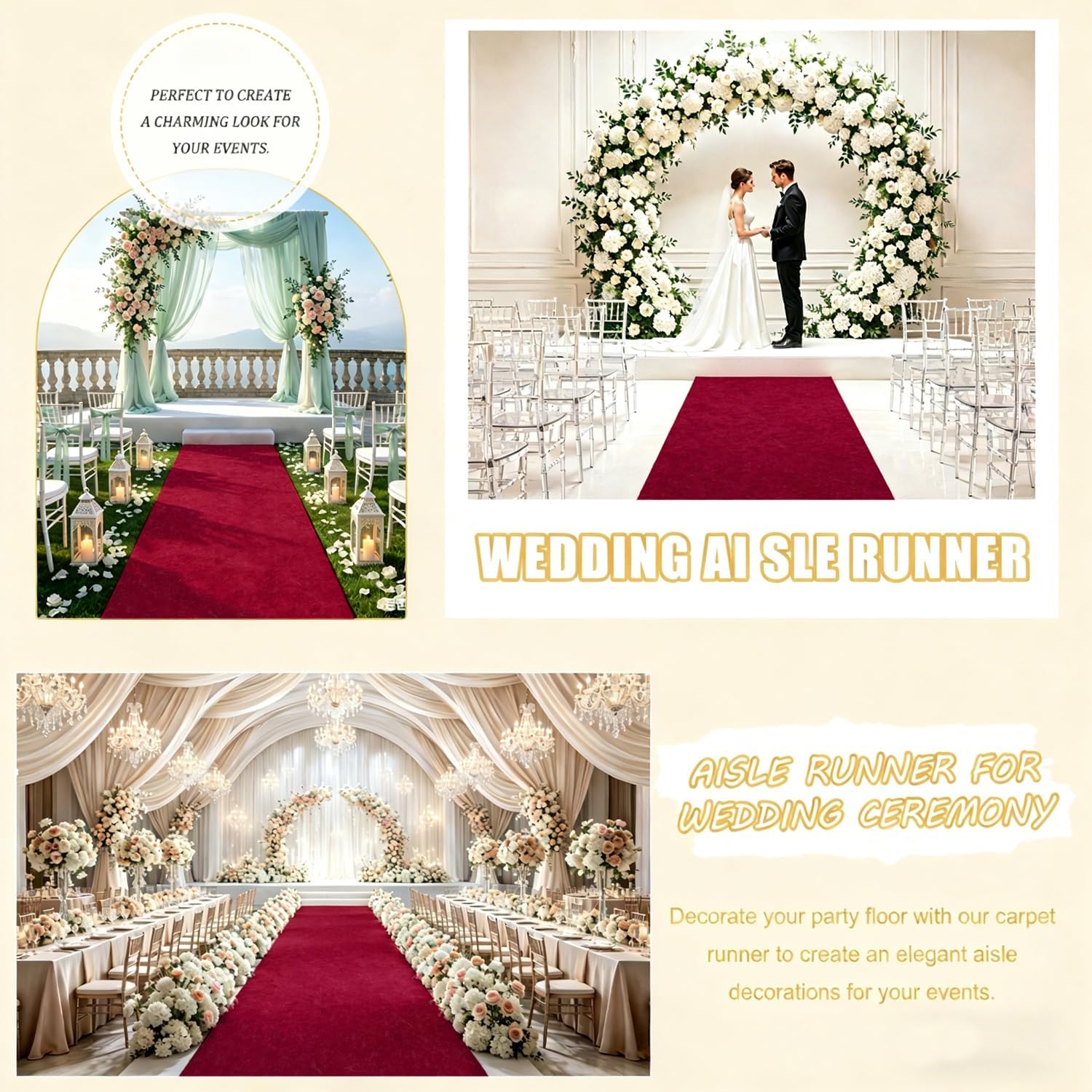 FUHSY Aisle Runner Burgundy Velvet Aisle Runners 4FTx20FT Wedding Aisle Floor Runners for Outside Rustic Rug Runner Maroon Carpet Runner for Party Beach Runway Indoor Outdoor Decorations