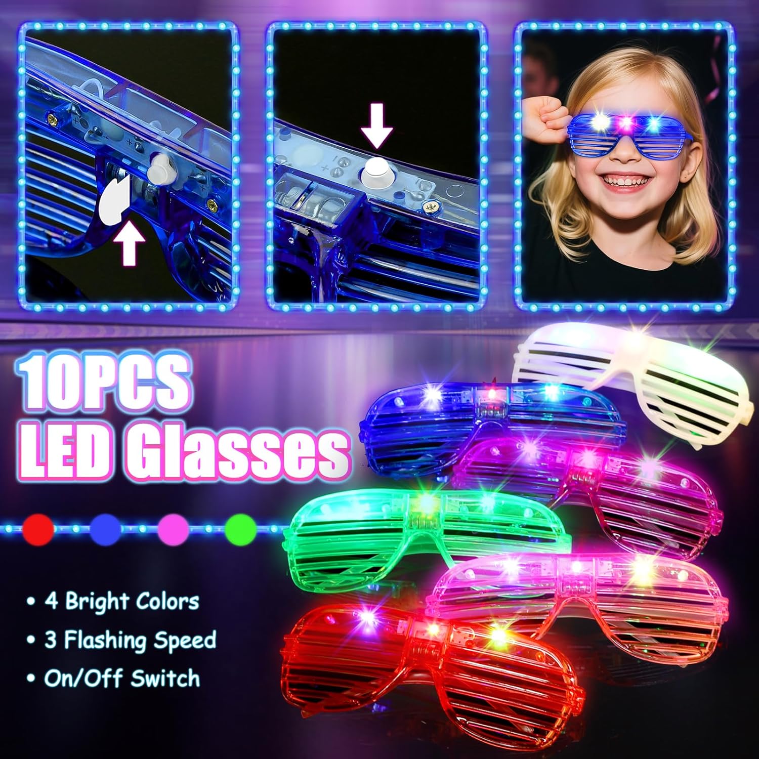 MIBOTE 269Pcs Led Light Up Toys Party Favors Glow in the Dark Party Supplies for Kid/Adults with Light Up Glasses,Headband,Rings,Bracelets,100 Glow Sticks Bulk Party Pack DIY Glow Neon Party Supplies
