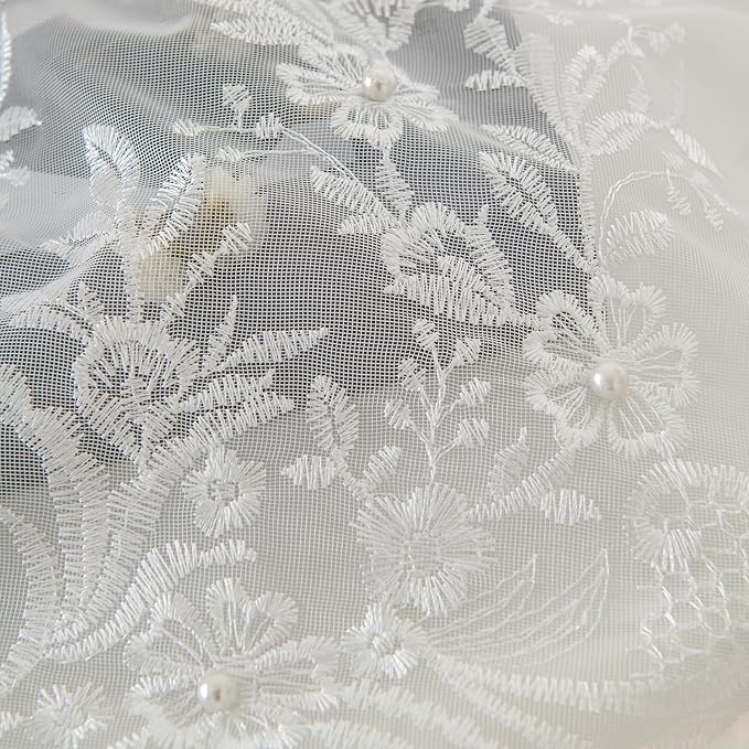 VISIONTEX White Voile Curtains, Decorative White Embossed Butterflies Rod Pocket Window Drapes for Home Kitchen, Living Room and Bedroom 54 x 84 Inch, Set of 2 Curtain Panels